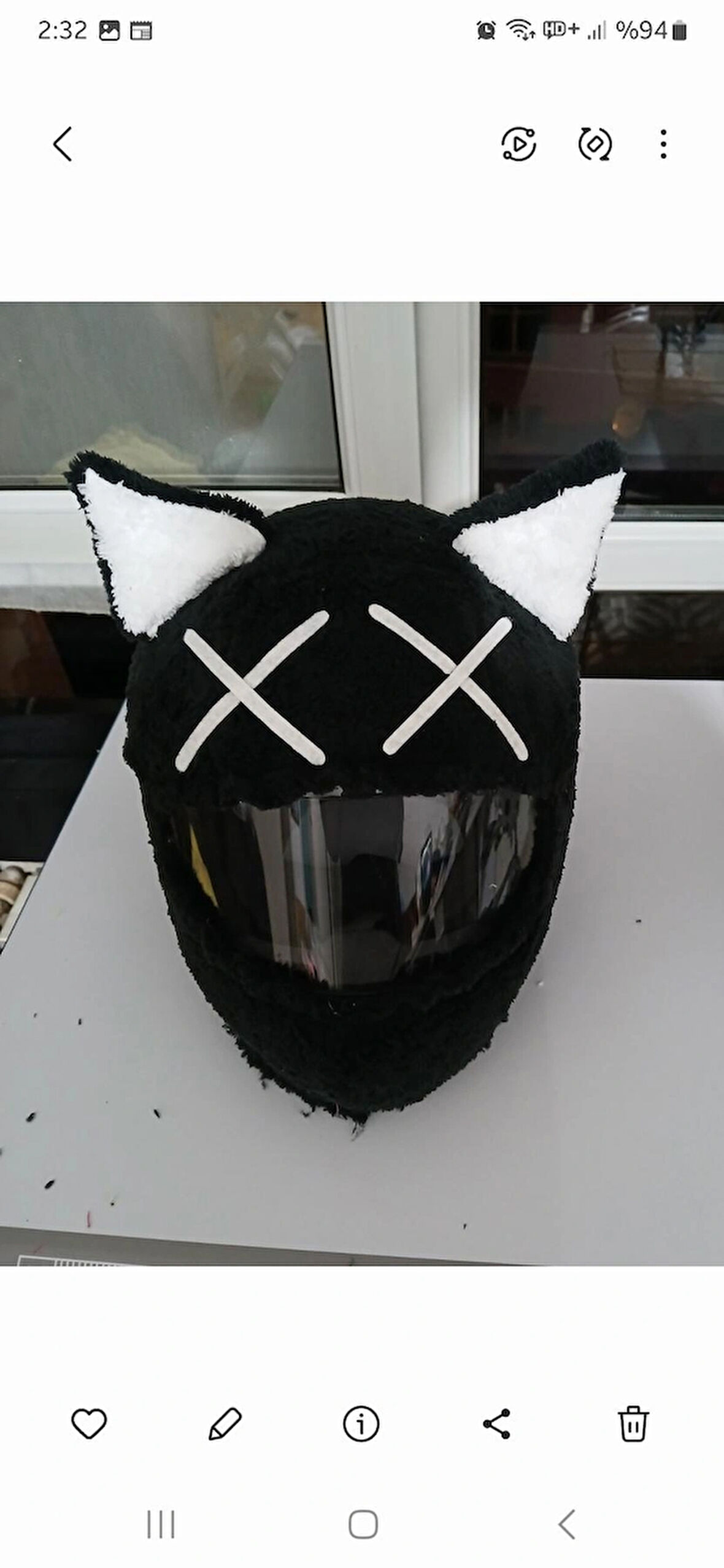 Siyah Kedi Kask Kılıfı