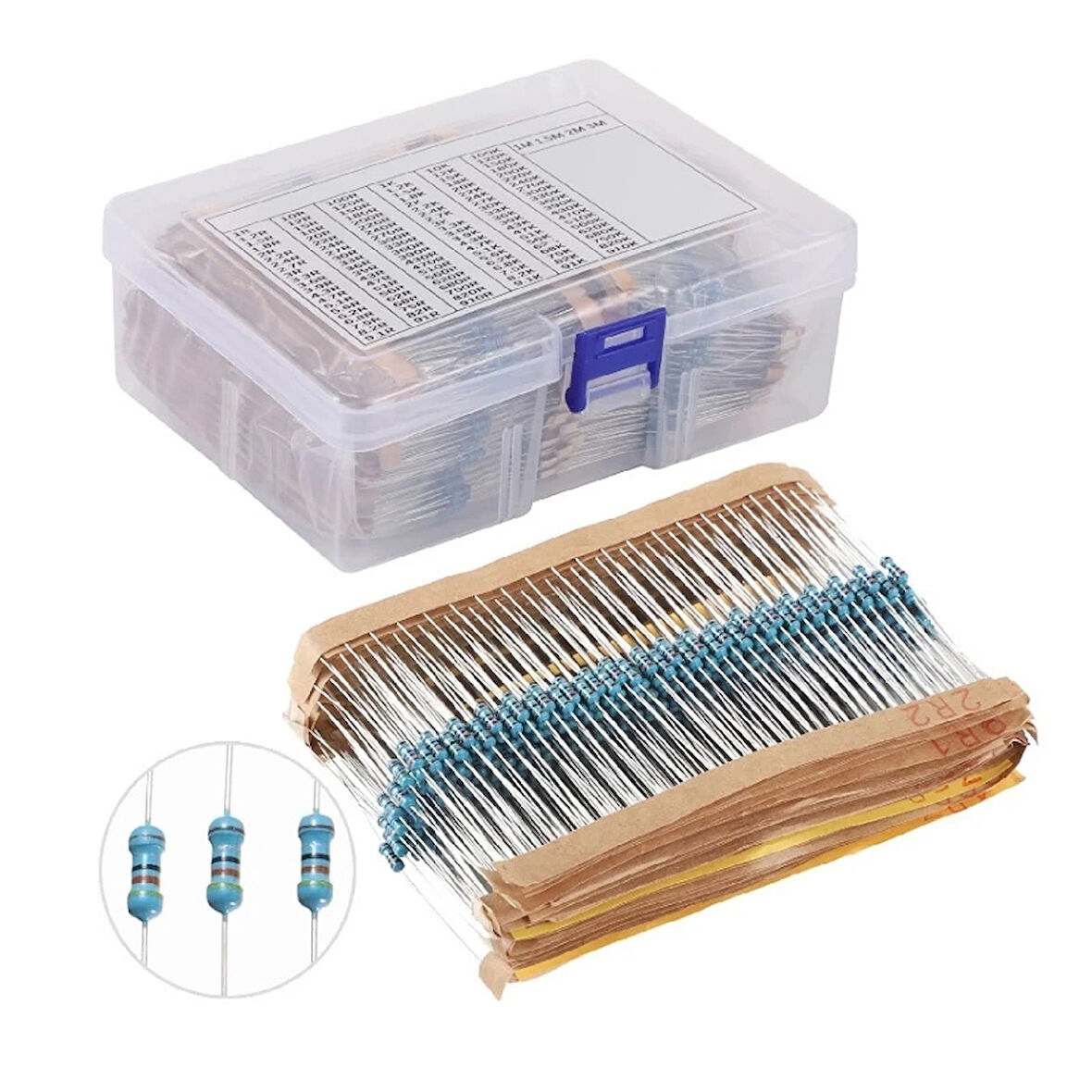 Direnç Seti 1/4W Metal Film %1 20'Şerli 2600 Adet 130 Çeşit Şeffaf Çantada