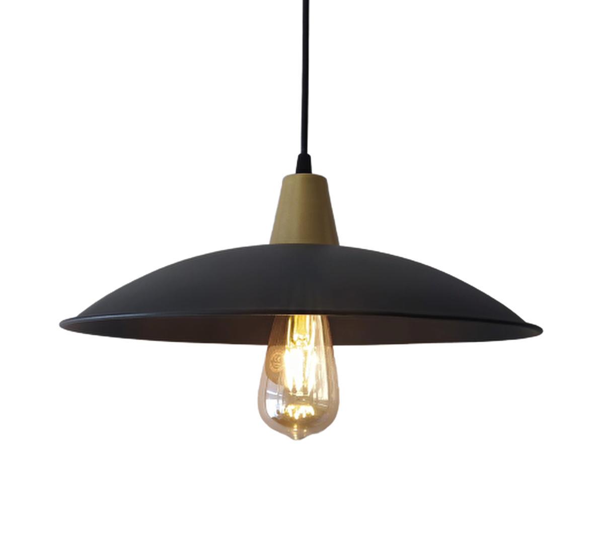 Retro Metal Sarkıt Avize Rustik Tekli Sarkıt Siyah Gold Askılı çap:30 cm