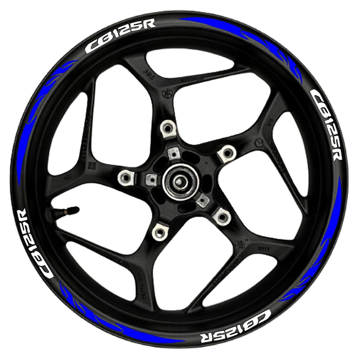 MOTOSİKLET CB125R Ön/Arka Takım BEYAZ yazılı  MAVİ FOSFORLU Pençe Şerit