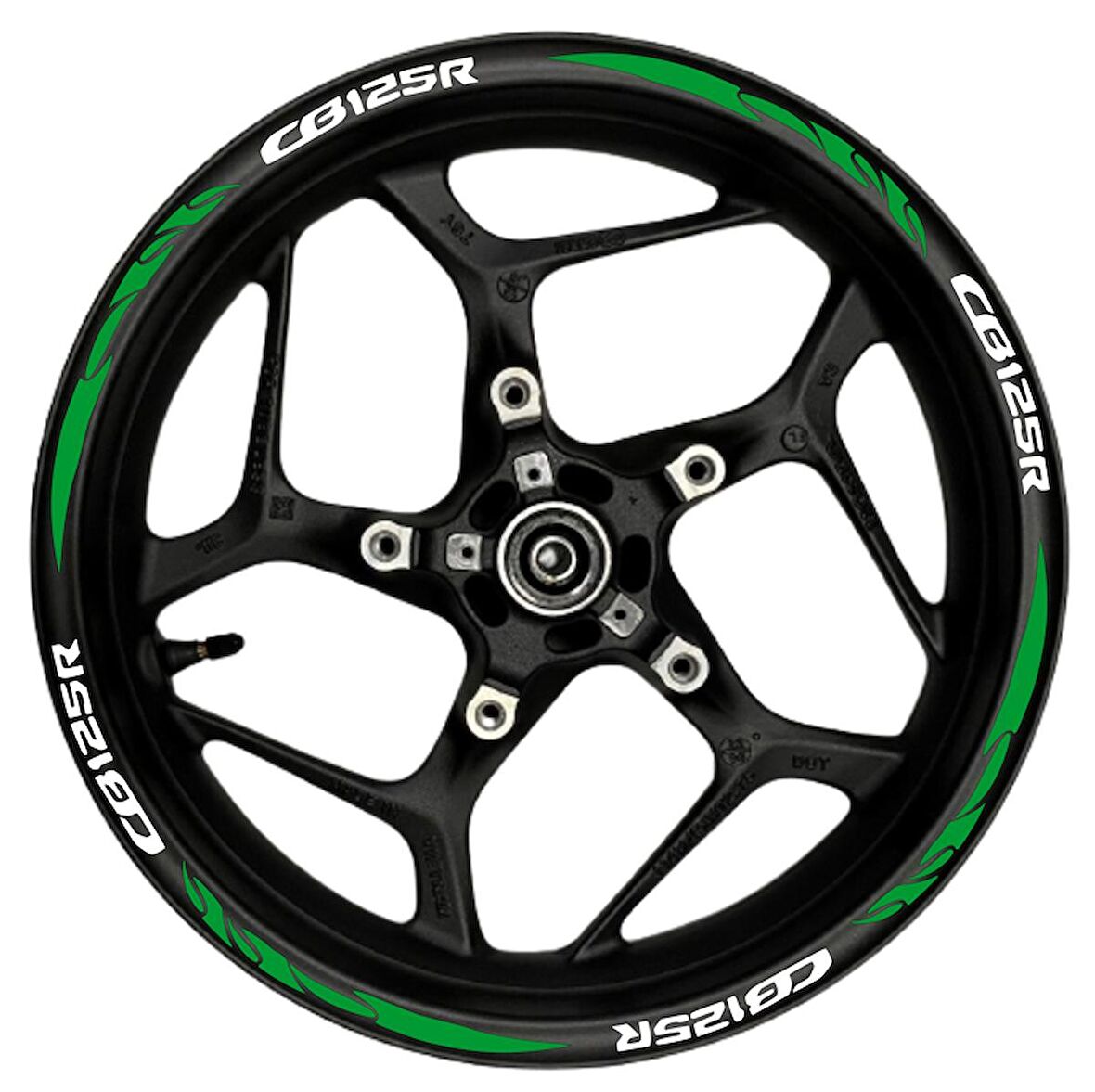 MOTOSİKLET CB125R Ön/Arka Takım BEYAZ yazılı  YEŞİL FOSFORLU Pençe Şerit
