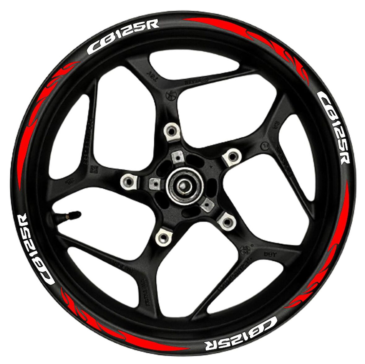 MOTOSİKLET CB125R Ön/Arka Takım BEYAZ yazılı  KIRMIZI Pençe Şerit