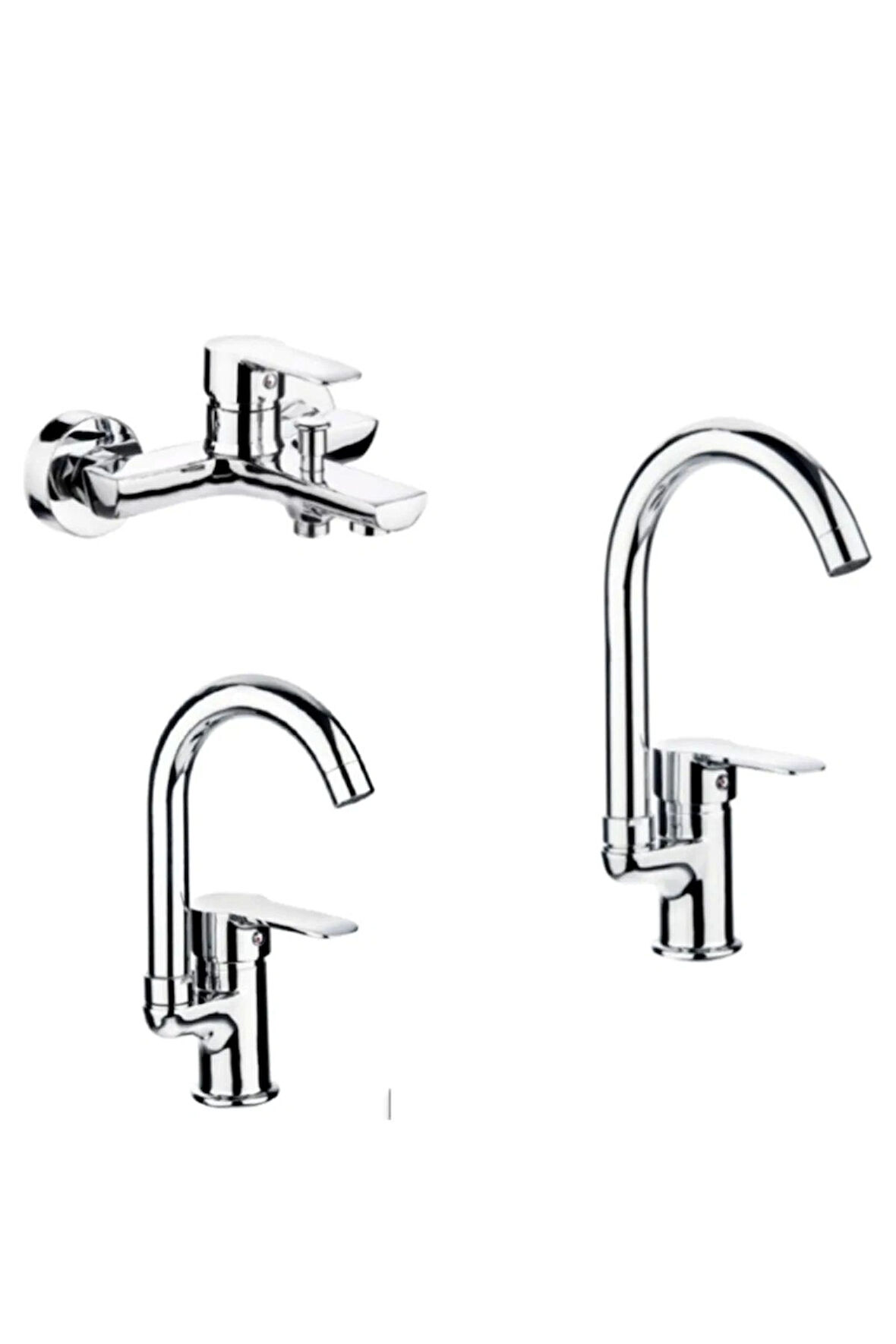 ŞENPRES EMRE MİX BANYO BATARYASI S-35061 + ŞENPRES EMRE MİX KUĞU EVYE BATARYASI S-35065/1 + EMRE MİX KUĞU LAVABO BATARYASI S-35066/1