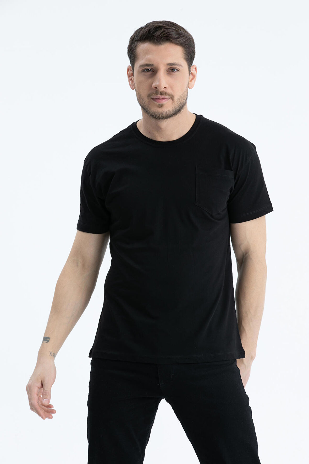 Erkek Basic Tek Cepli %100 Pamuk Süprem Regular Fit Tişört