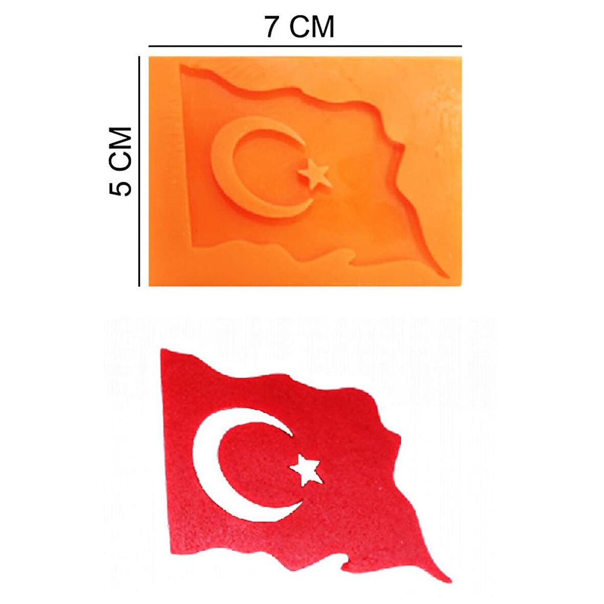 Türk Bayrağı Silikon Şeker Hamuru, Sabun, Mum Kalıp