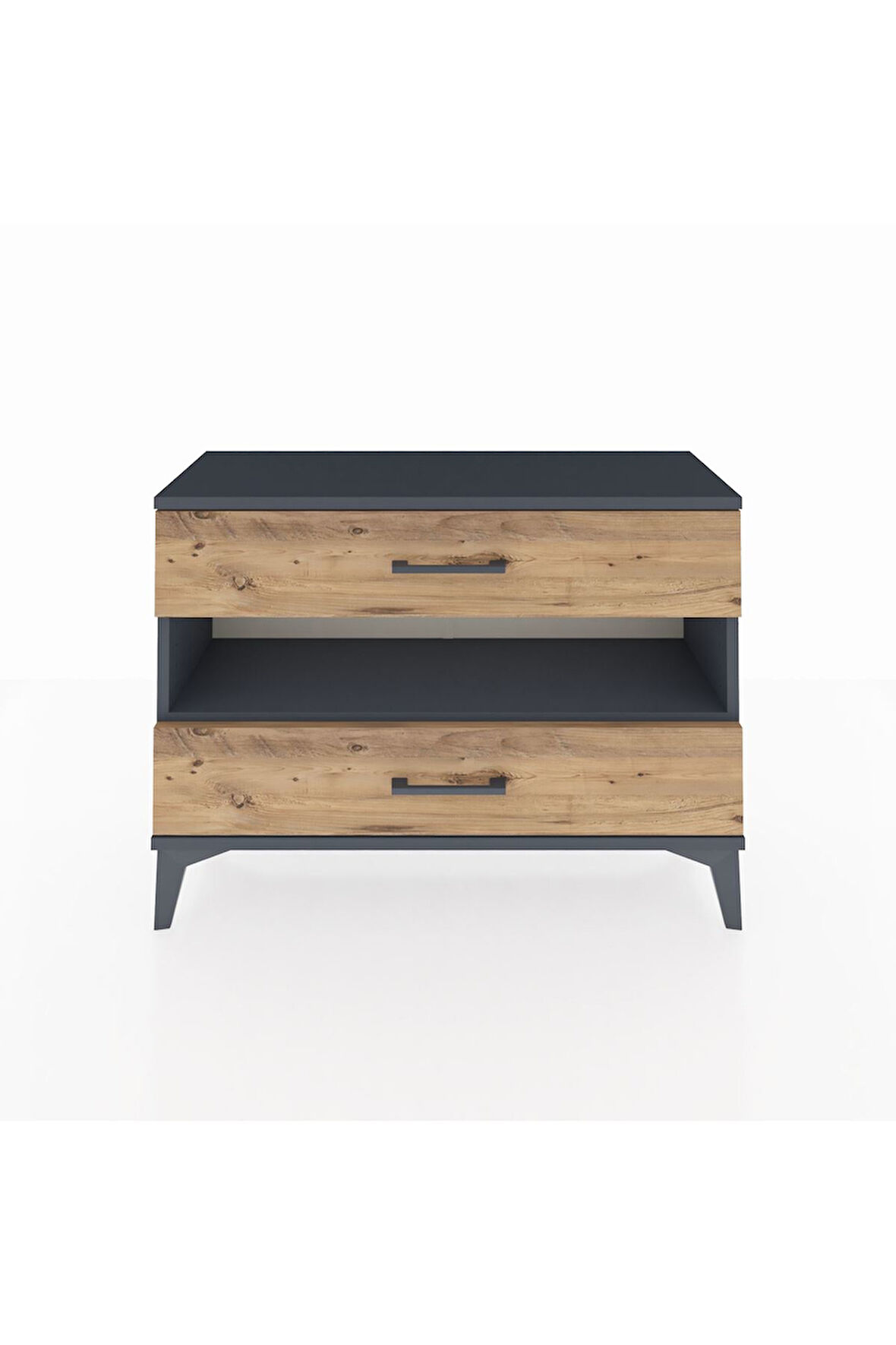 Arges Şifonyer Tek Raflı 2 Çekmeceli 88x30x64 Antrasit-Çam