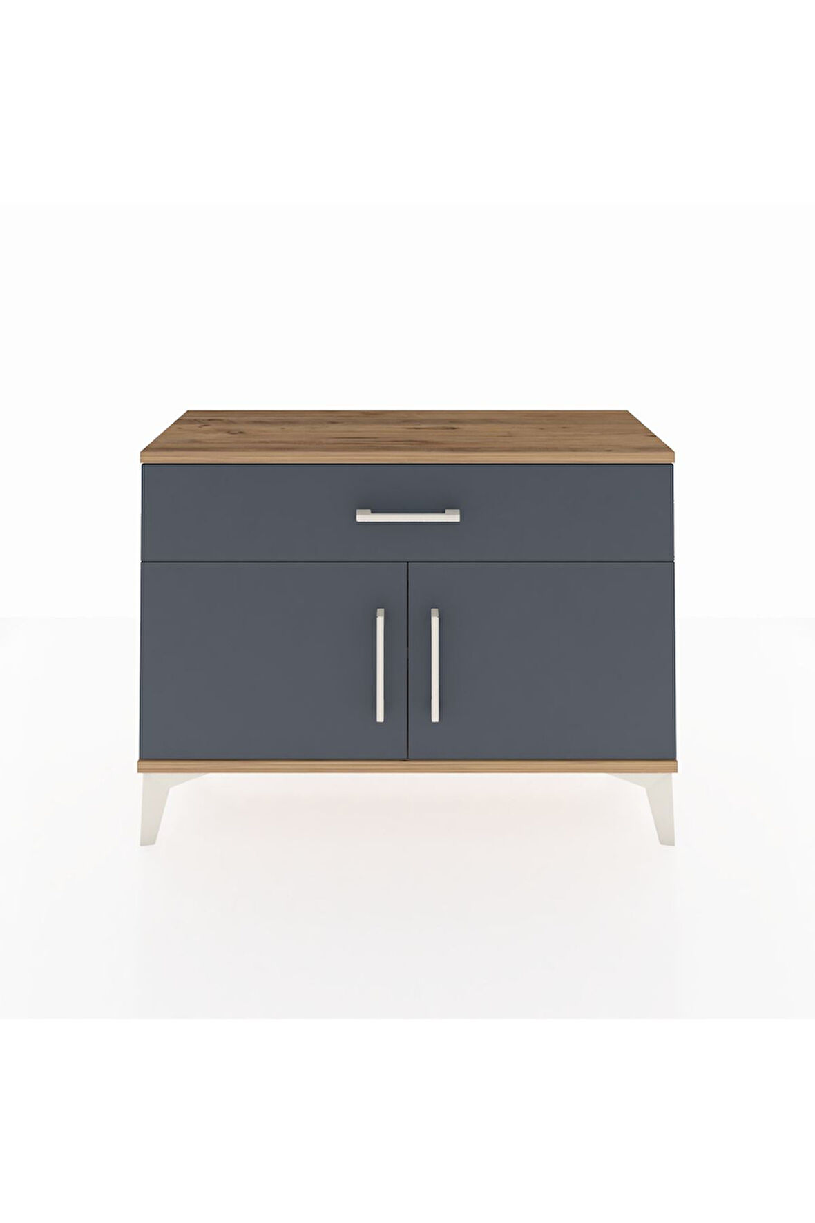 Arges Şifonyer Tek Raflı Tek Çekmeceli 2 Kapaklı 88x30x64 Çam-Antrasit