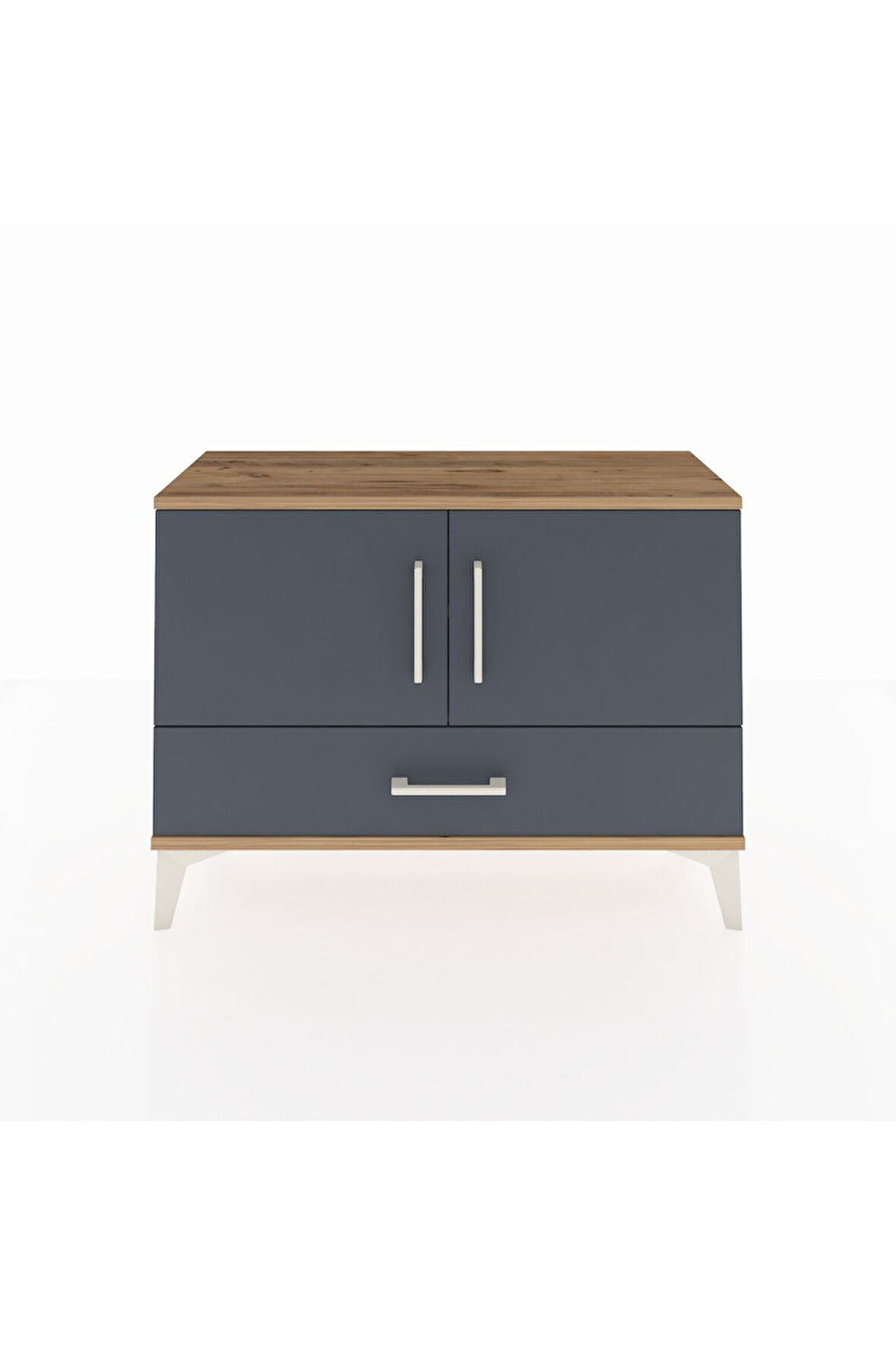 Arges Şifonyer 2 Raflı Tek Çekmeceli 2 Kapaklı 88x30x64 Çam-Antrasit