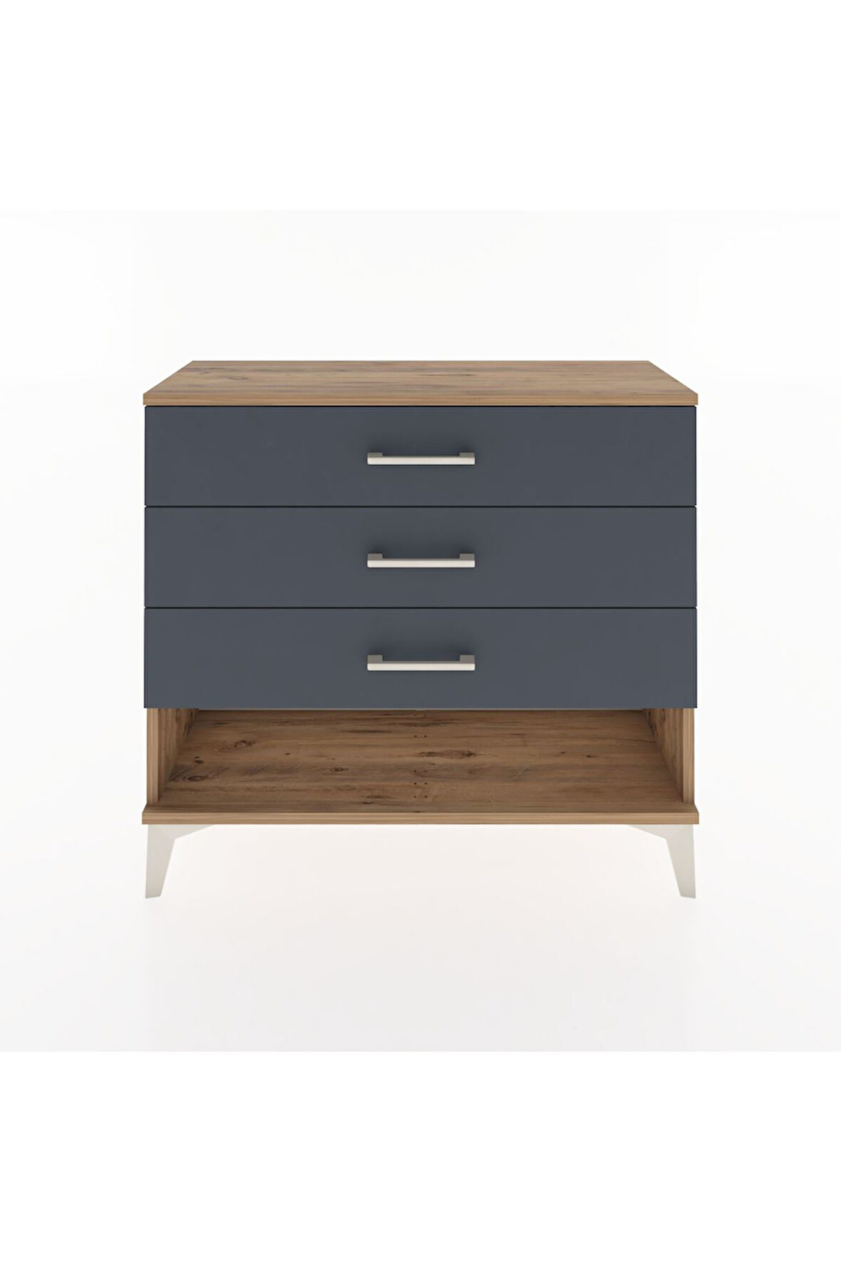 Arges Şifonyer 3 Çekmeceli 88x30x80 Çam-Antrasit