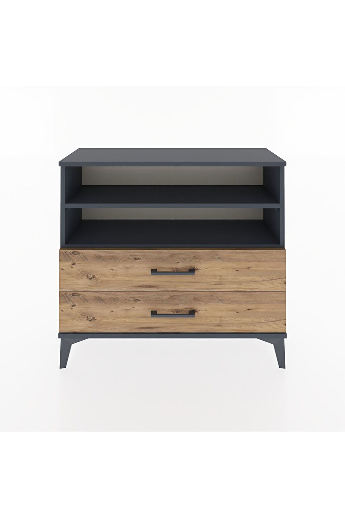 Arges Şifonyer 2 Raflı 2 Çekmeceli 88x30x80 Antrasit-Çam
