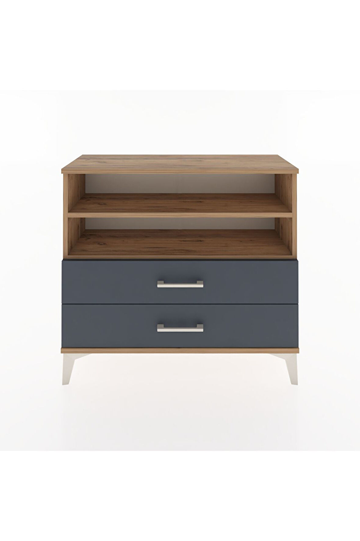 Arges Şifonyer 2 Raflı 2 Çekmeceli 88x30x80 Çam-Antrasit