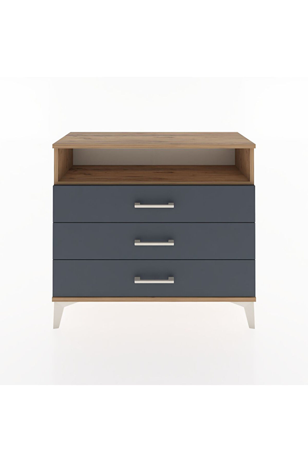 Arges Şifonyer Tek Raflı 3 Çekmeceli 88x30x80 Çam-Antrasit