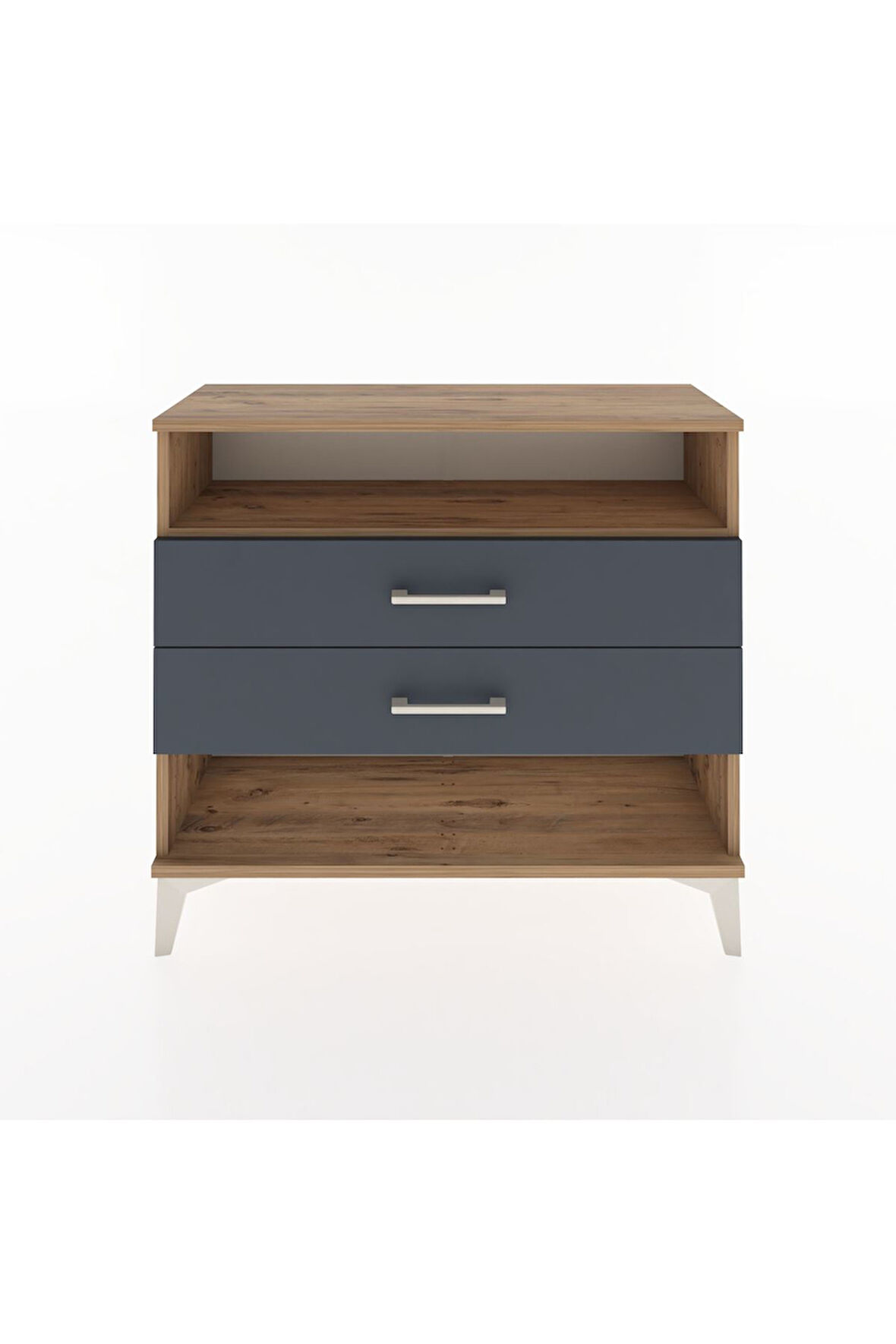 Arges Şifonyer Tek Raflı 2 Çekmeceli 88x30x80 Çam-Antrasit
