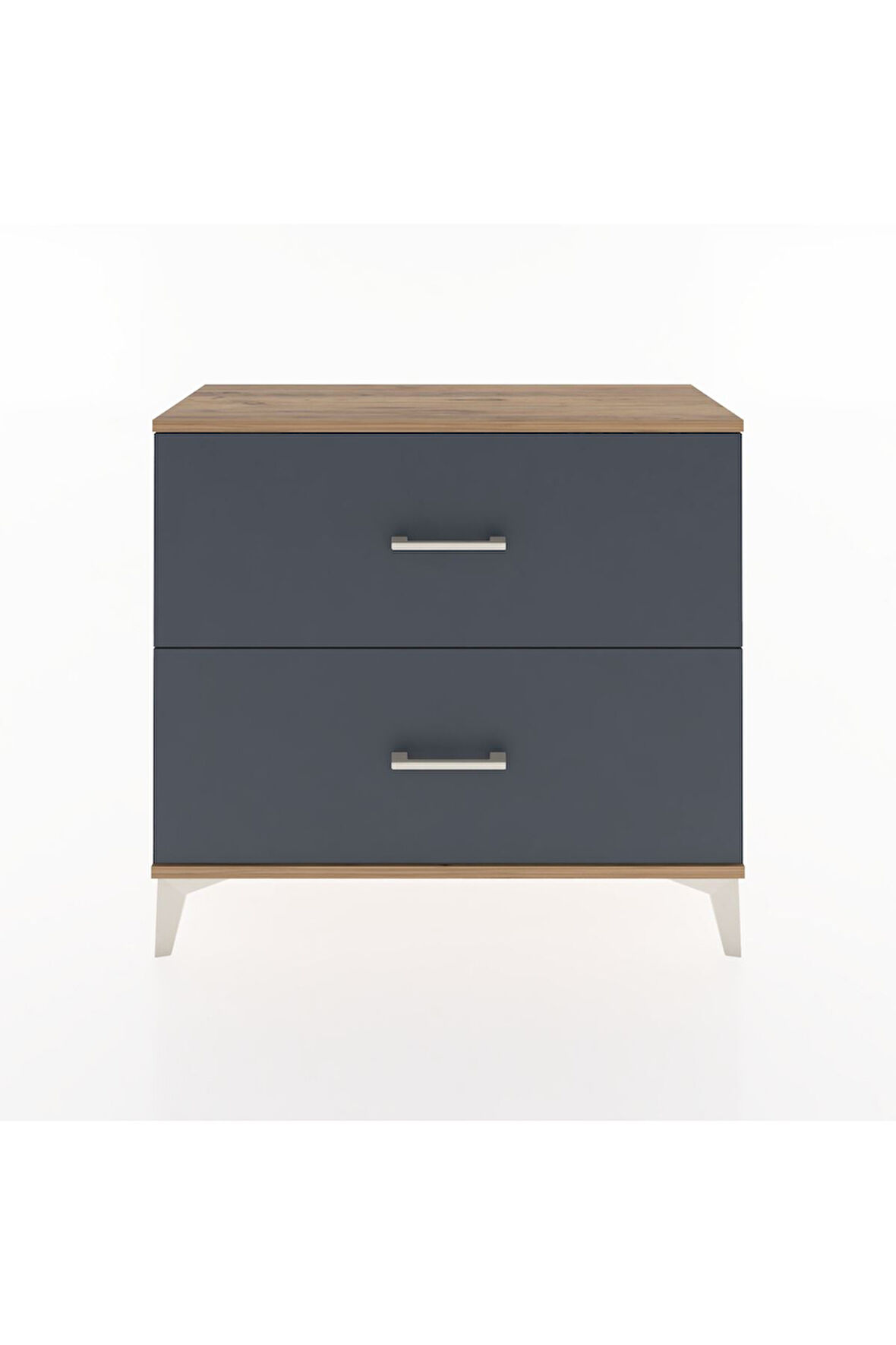Arges Şifonyer 2 Çekmeceli 88x30x80 Çam-Antrasit