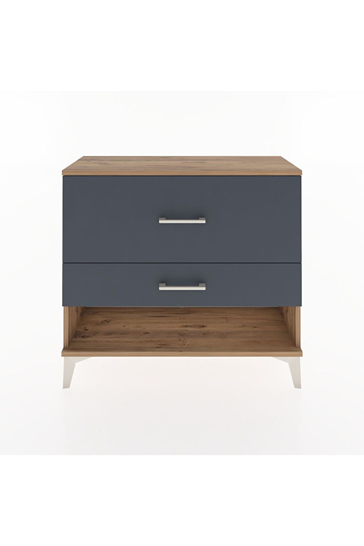 Arges Şifonyer 2 Çekmeceli 88x30x80 Çam-Antrasit