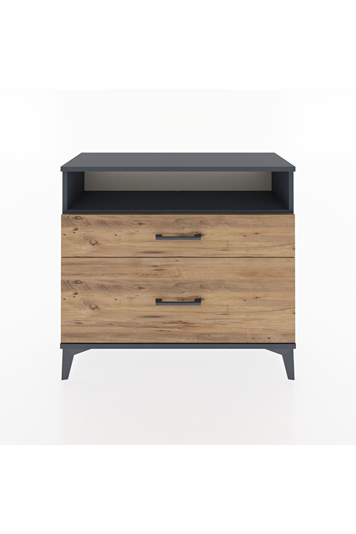 Arges Şifonyer Tek Raflı 2 Çekmeceli 88x30x80 Antrasit-Çam