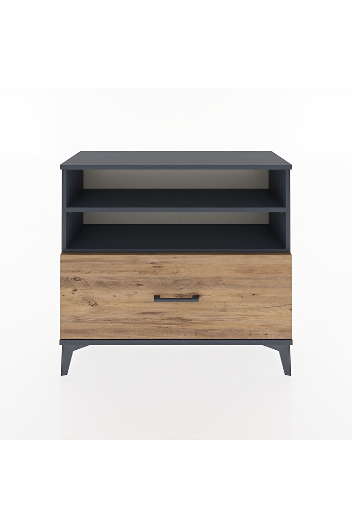 Arges Şifonyer 2 Raflı Tek Çekmeceli 88x30x80 Antrasit-Çam