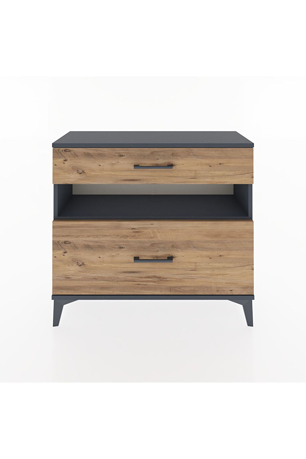 Arges Şifonyer Tek Raflı 2 Çekmeceli 88x30x80 Antrasit-Çam
