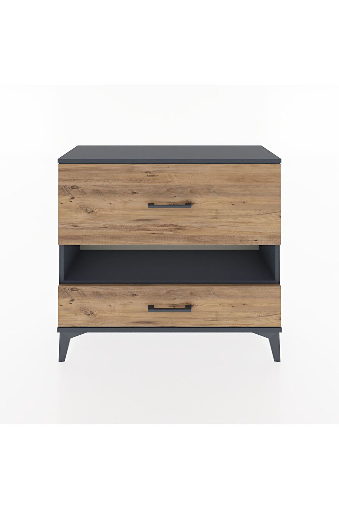 Arges Şifonyer Tek Raflı 2 Çekmeceli 88x30x80 Antrasit-Çam