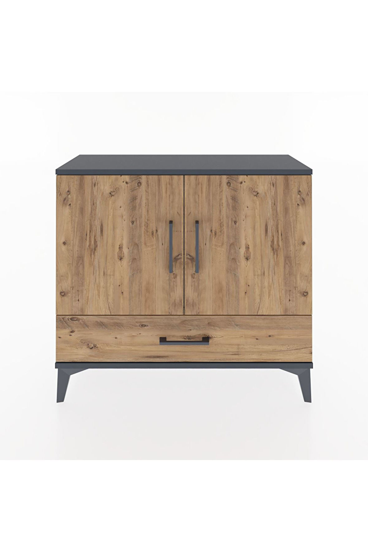 Arges Şifonyer 2 Raflı Tek Çekmeceli 2 Kapaklı 88x30x80 Antrasit-Çam