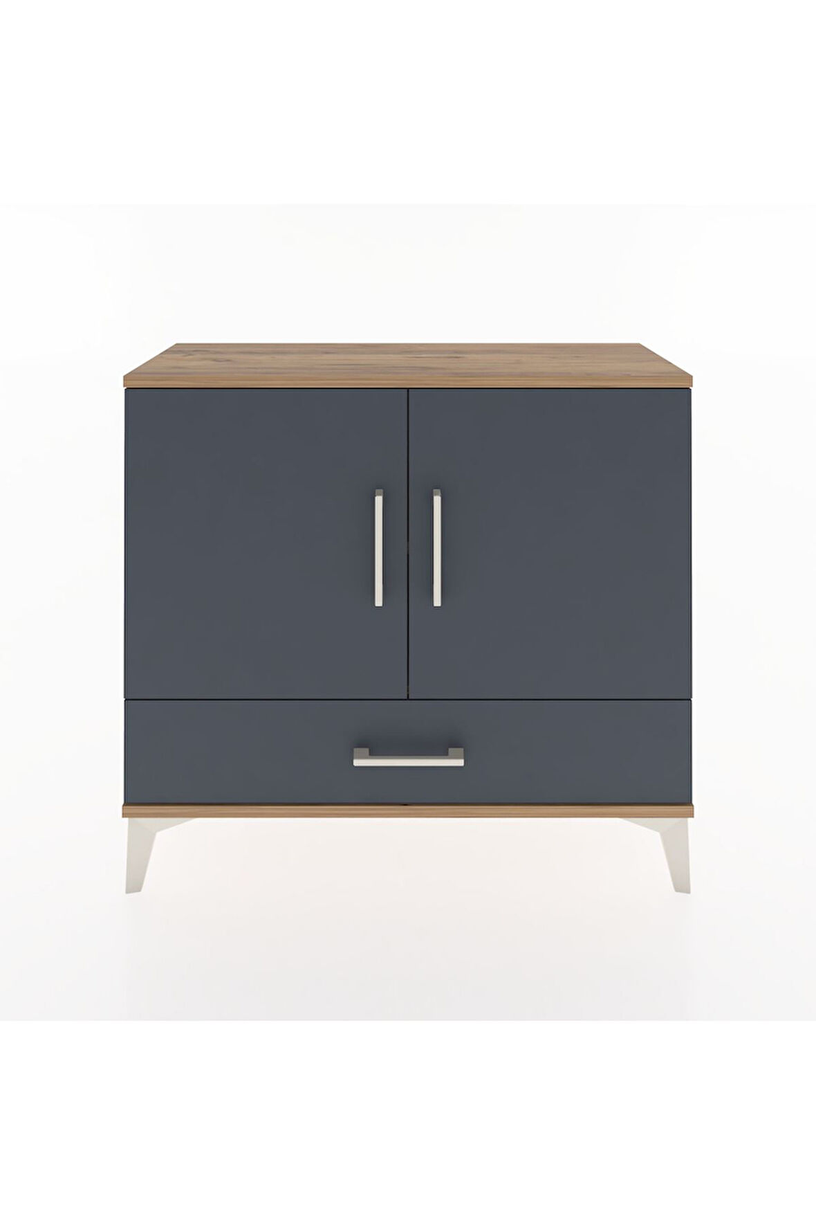 Arges Şifonyer 2 Raflı Tek Çekmeceli 2 Kapaklı 88x30x80 Çam-Antrasit