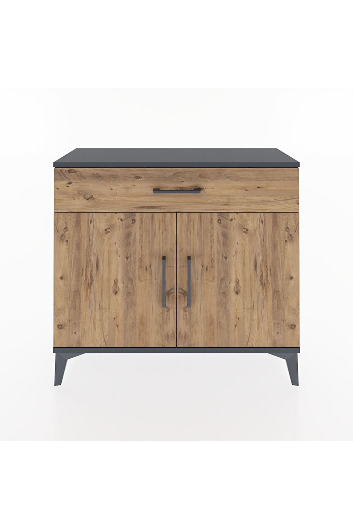 Arges Şifonyer Tek Raflı Tek Çekmeceli 2 Kapaklı 88x30x80 Antrasit-Çam