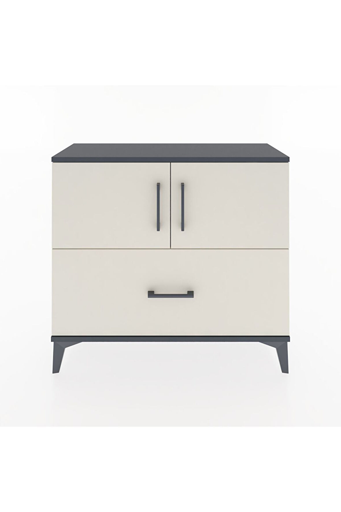 Arges Şifonyer 2 Raflı Tek Çekmeceli 2 Kapaklı 88x30x80 Antrasit-Aytaşı