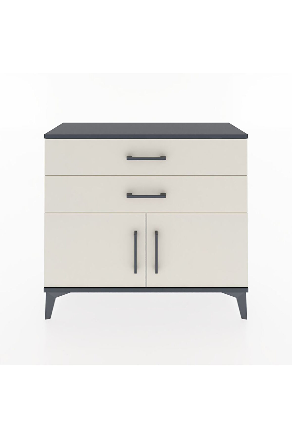 Arges Şifonyer Tek Raflı 2 Çekmeceli 2 Kapaklı 88x30x80 Antrasit-Aytaşı