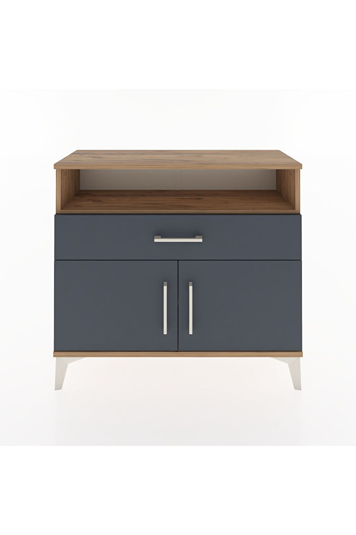 Arges Şifonyer 2 Raflı Tek Çekmeceli 2 Kapaklı 88x30x80 Çam-Antrasit