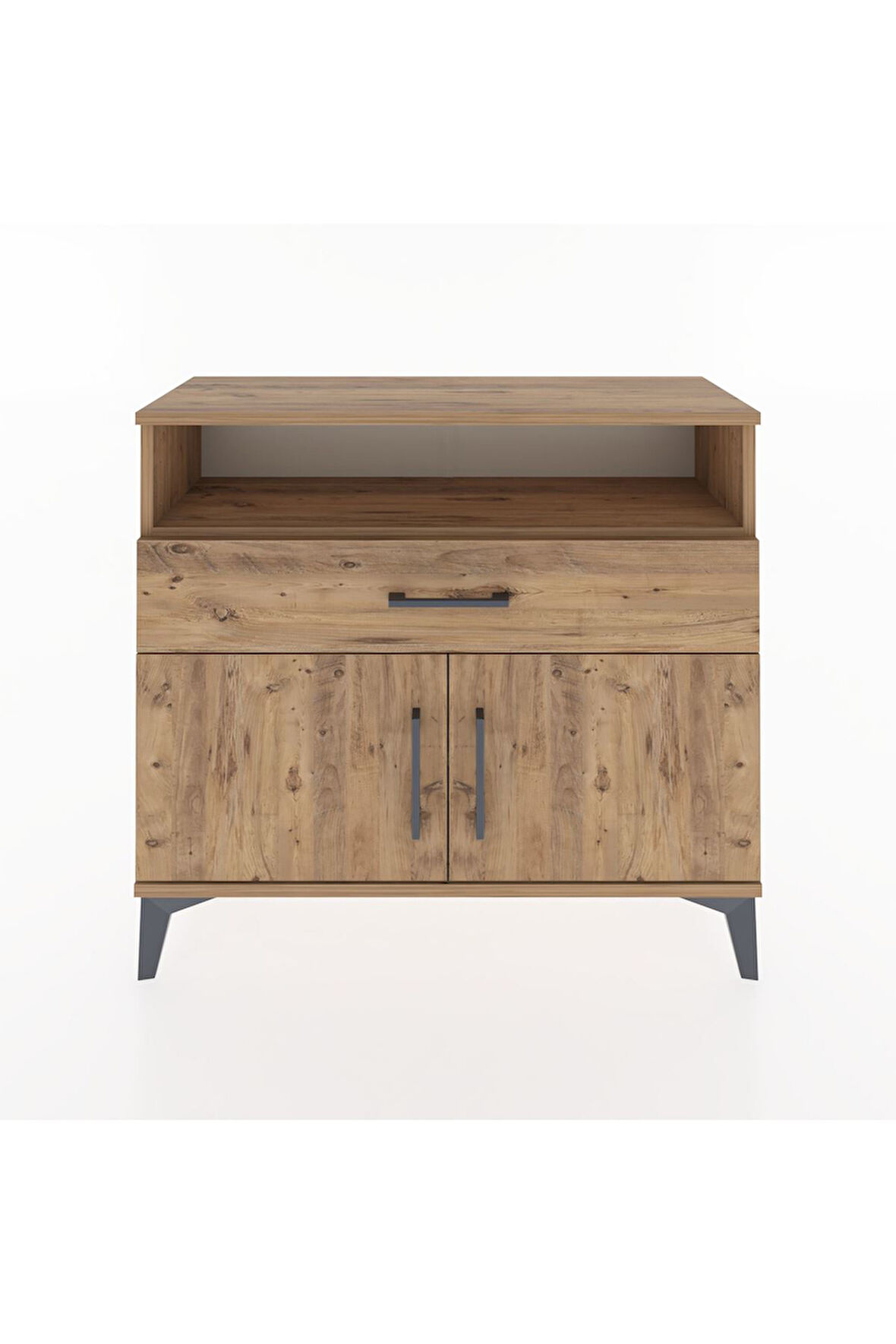 Arges Şifonyer 2 Raflı Tek Çekmeceli 2 Kapaklı 88x30x80 Çam-Çam