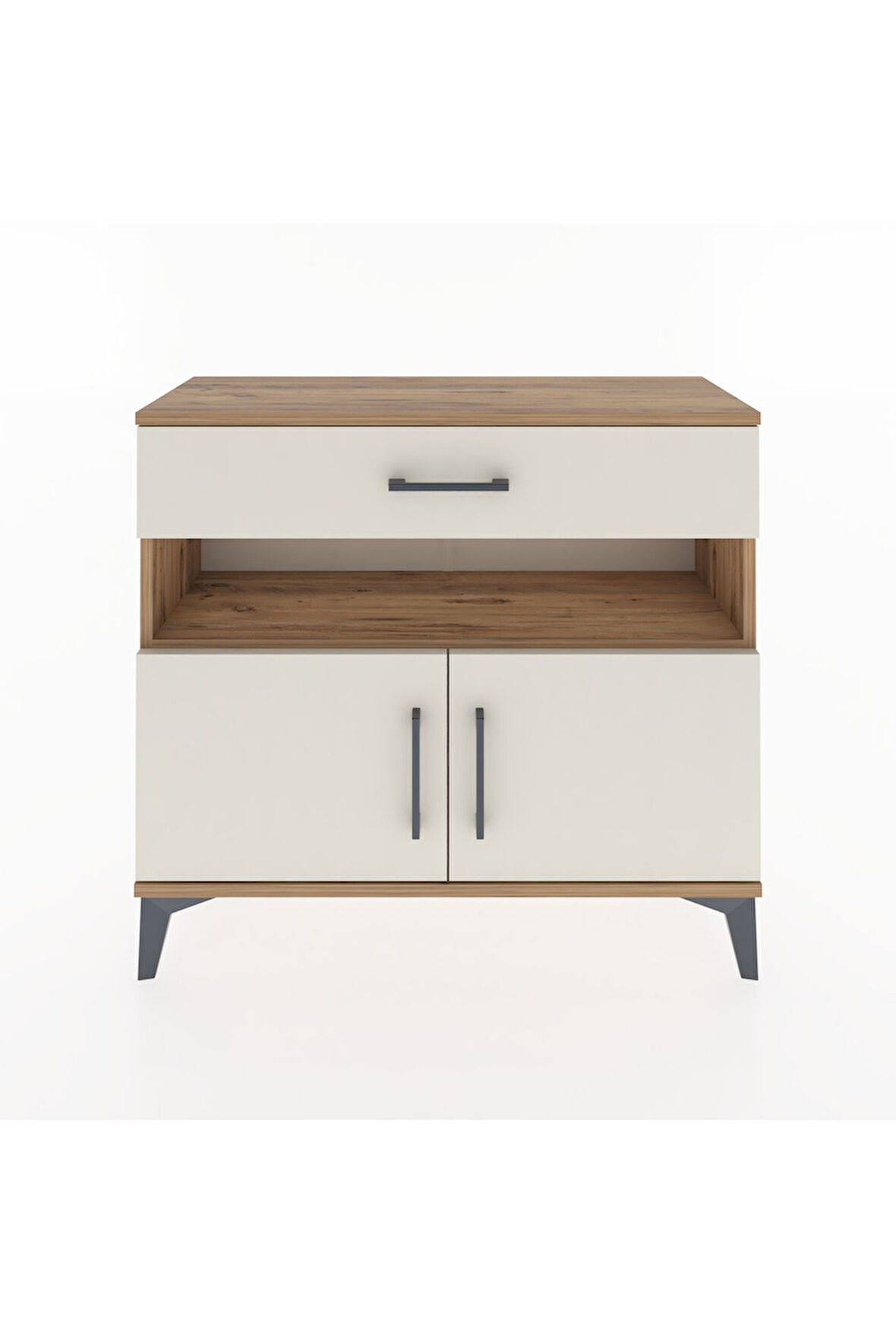 Arges Şifonyer 2 Raflı Tek Çekmeceli 2 Kapaklı 88x30x80 Çam-Aytaşı