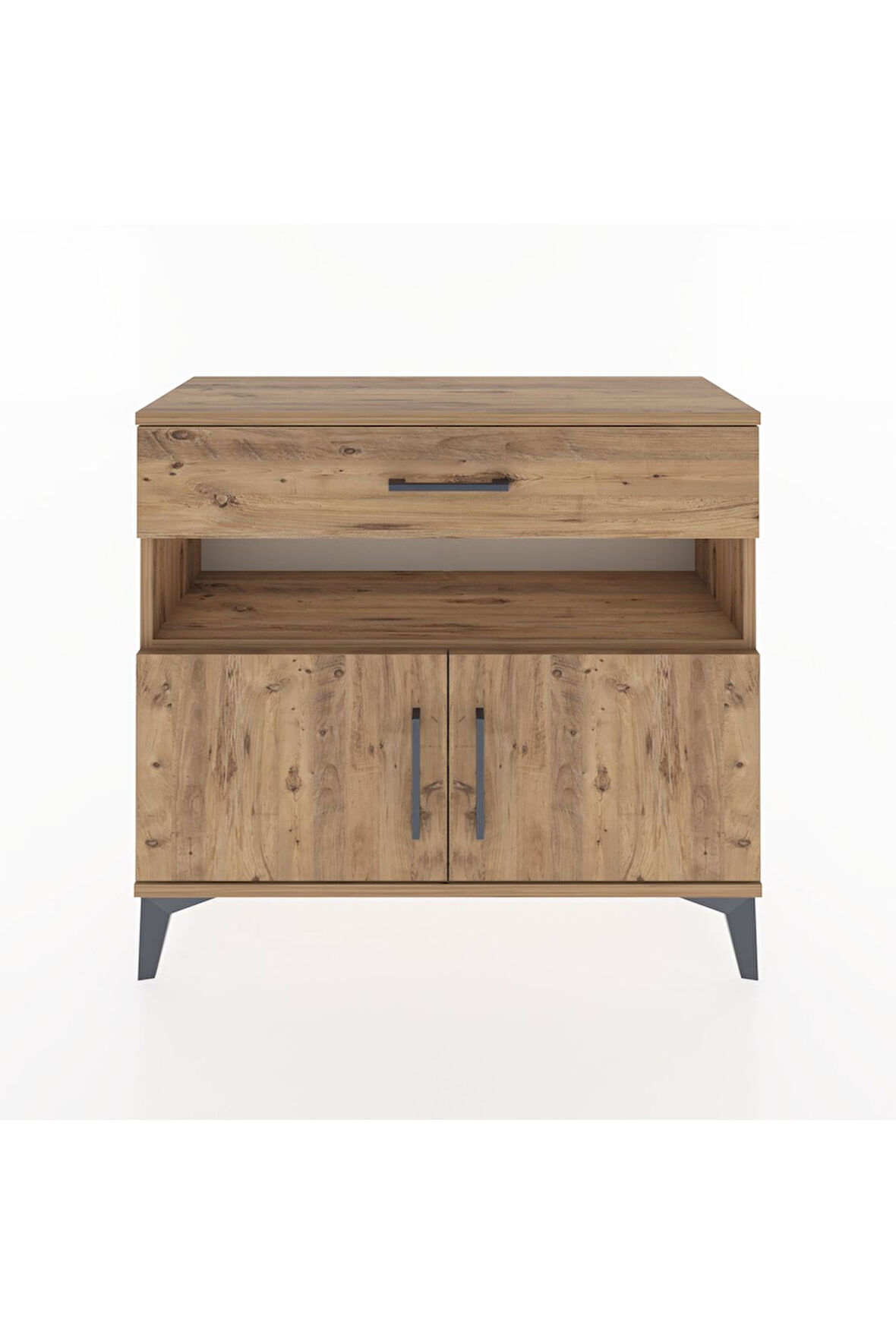 Arges Şifonyer 2 Raflı Tek Çekmeceli 2 Kapaklı 88x30x80 Çam-Çam