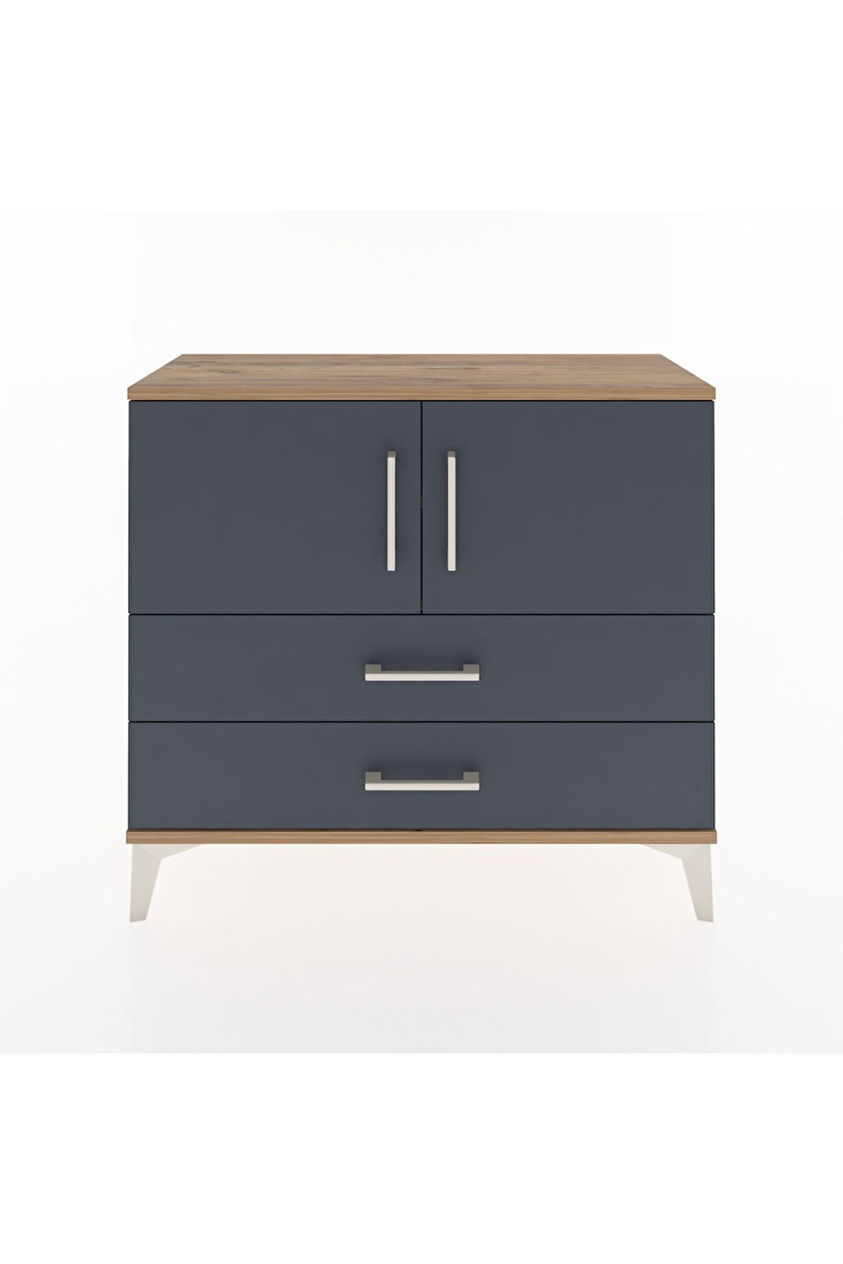 Arges Şifonyer 2 Raflı 2 Çekmeceli 2 Kapaklı 88x30x80 Çam-Antrasit