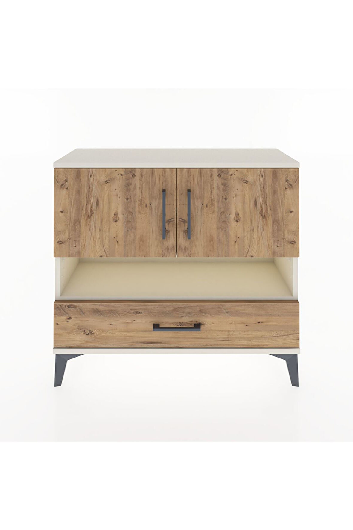 Arges Şifonyer 3 Raflı Tek Çekmeceli 2 Kapaklı 88x30x80 Aytaşı-Çam