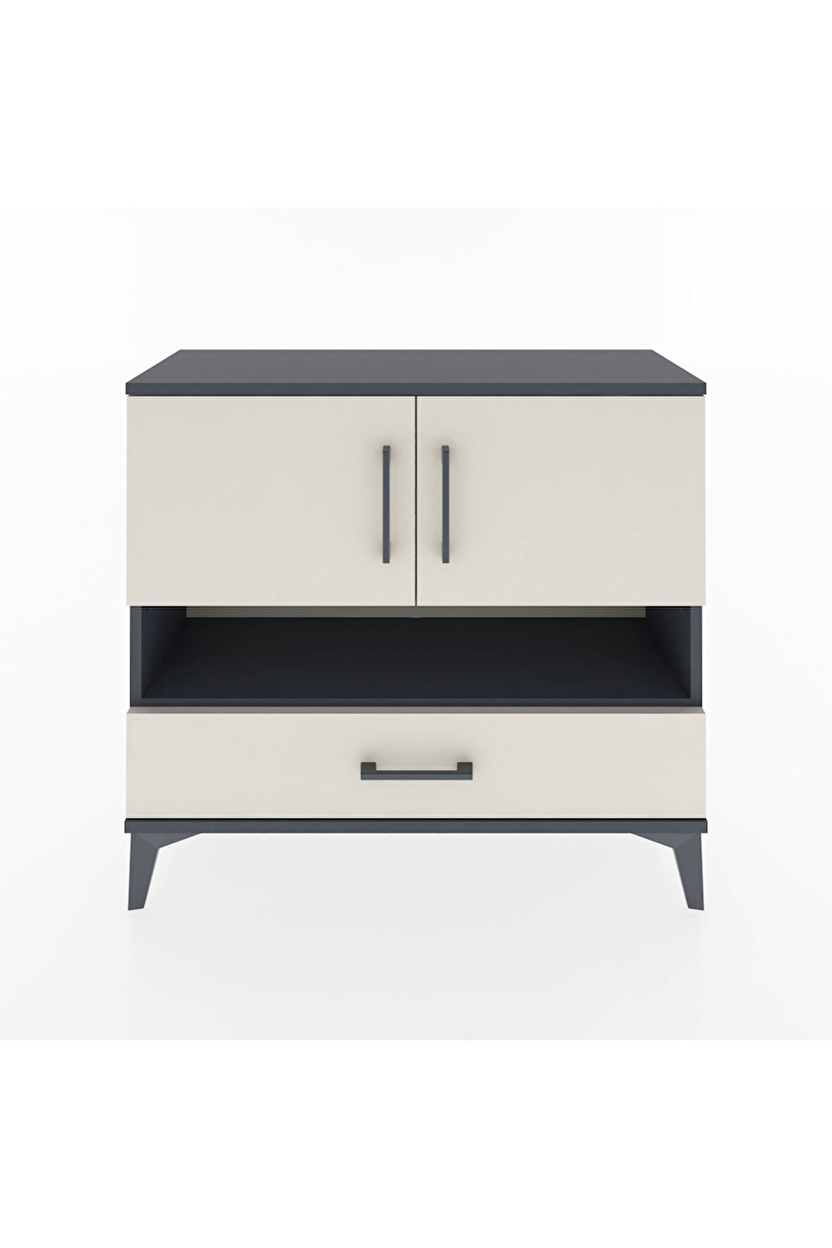 Arges Şifonyer 3 Raflı Tek Çekmeceli 2 Kapaklı 88x30x80 Antrasit-Aytaşı