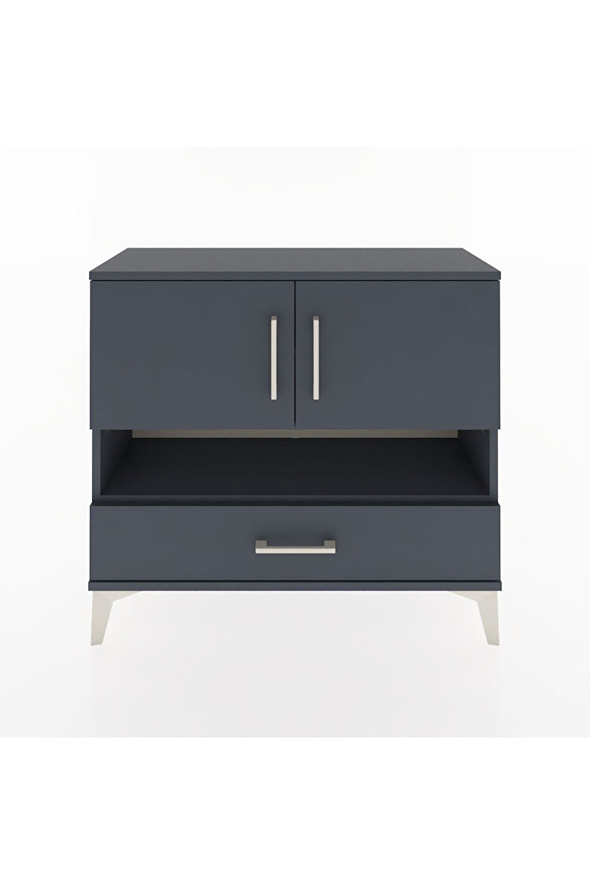 Arges Şifonyer 3 Raflı Tek Çekmeceli 2 Kapaklı 88x30x80 Antrasit-Antrasit