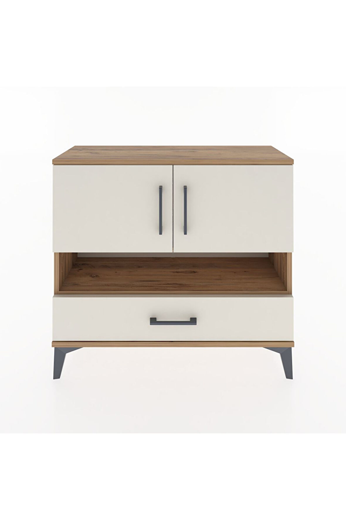 Arges Şifonyer 3 Raflı Tek Çekmeceli 2 Kapaklı 88x30x80 Çam-Aytaşı