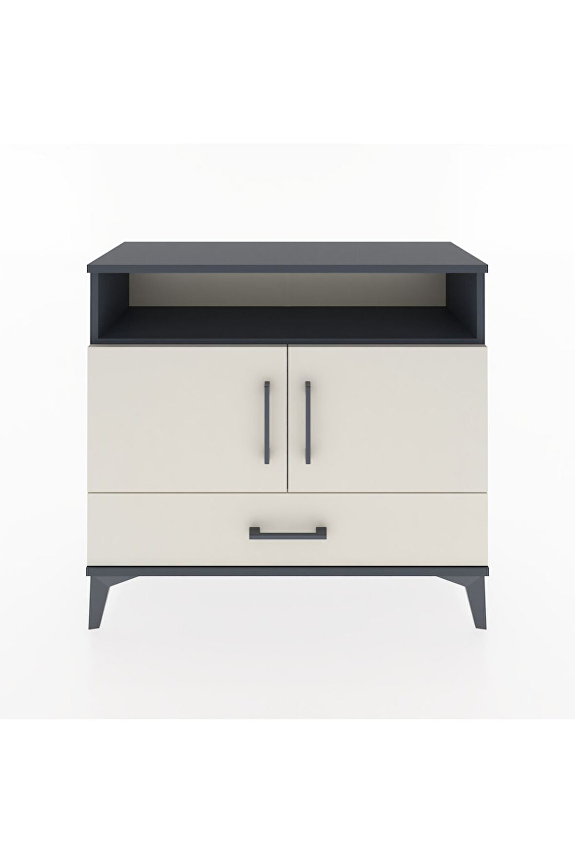 Arges Şifonyer 3 Raflı Tek Çekmeceli 2 Kapaklı 88x30x80 Antrasit-Aytaşı