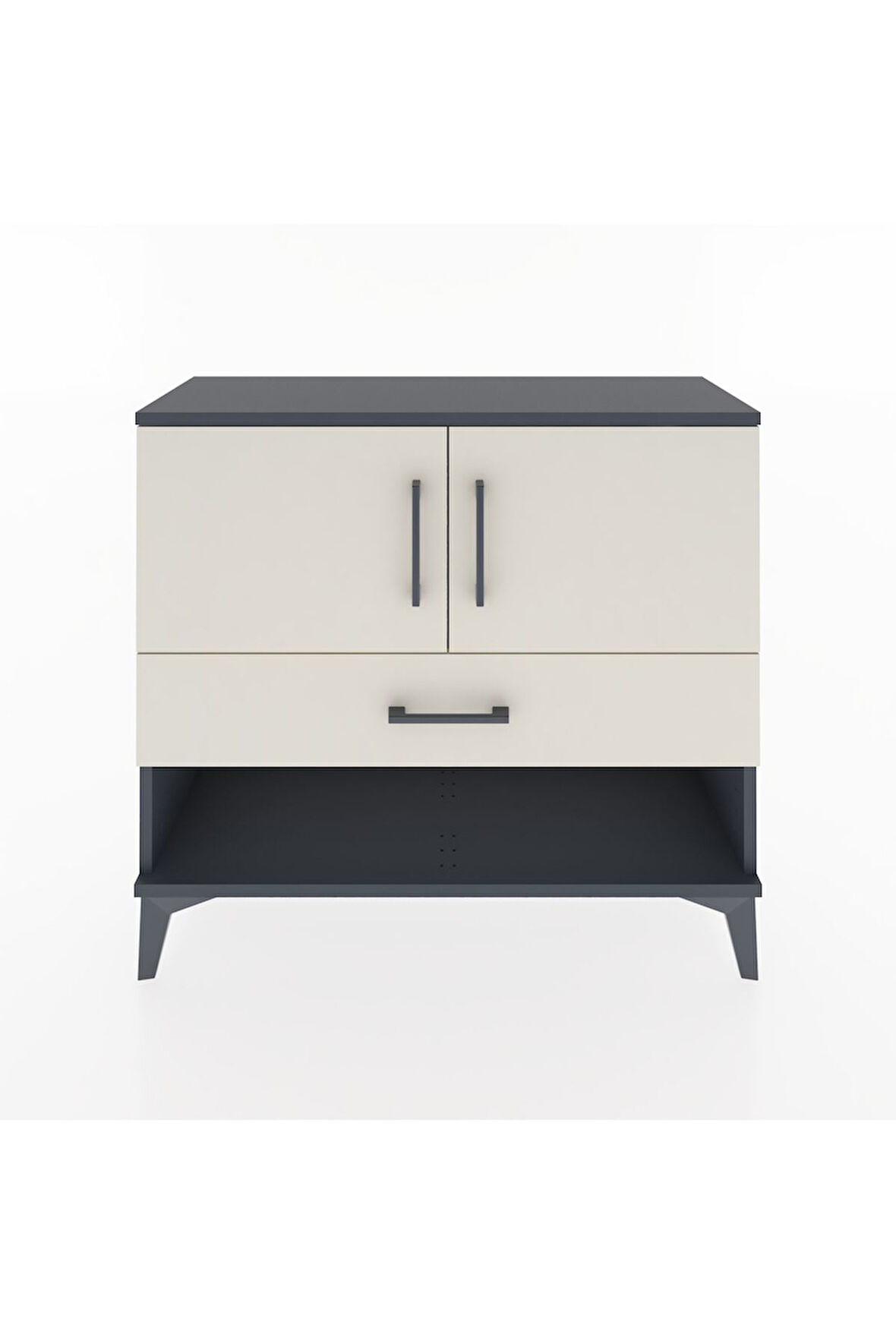 Arges Şifonyer 2 Raflı Tek Çekmeceli 2 Kapaklı 88x30x80 Antrasit-Aytaşı