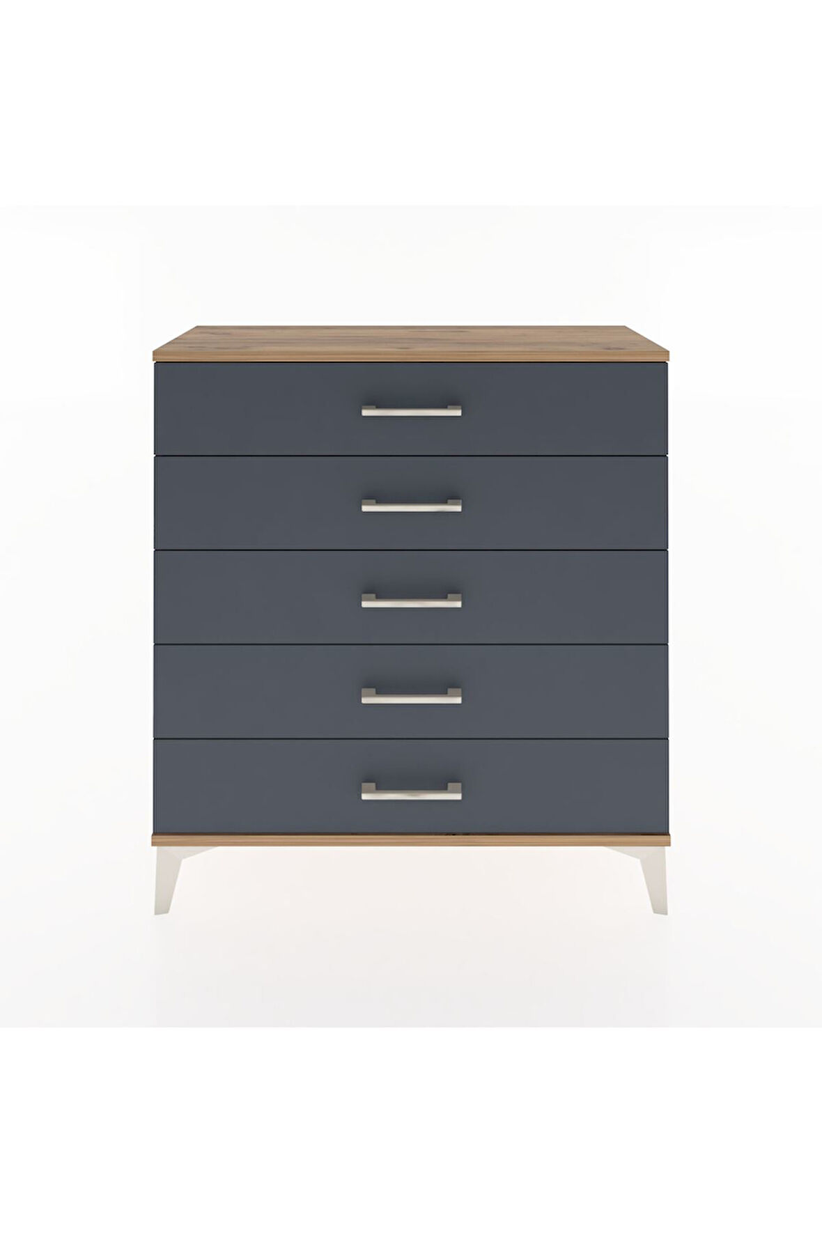 Arges Şifonyer 5 Çekmeceli 88x30x96 Çam-Antrasit