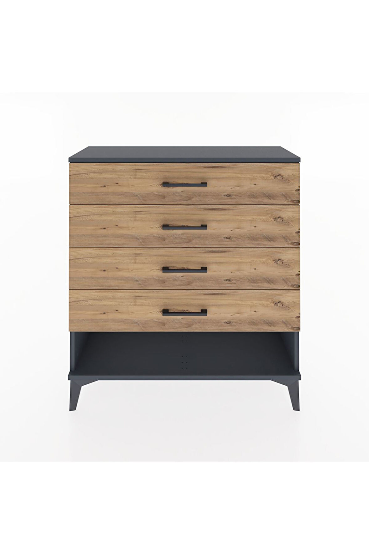 Arges Şifonyer 4 Çekmeceli 88x30x96 Antrasit-Çam