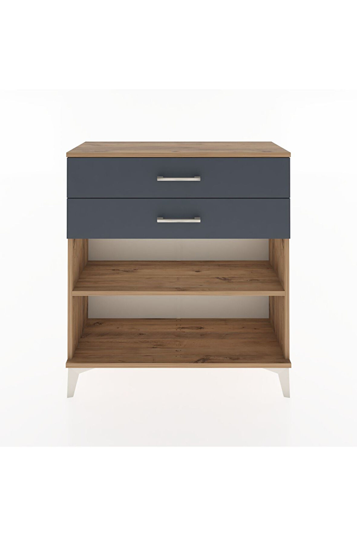 Arges Şifonyer Tek Raflı 2 Çekmeceli 88x30x96 Çam-Antrasit