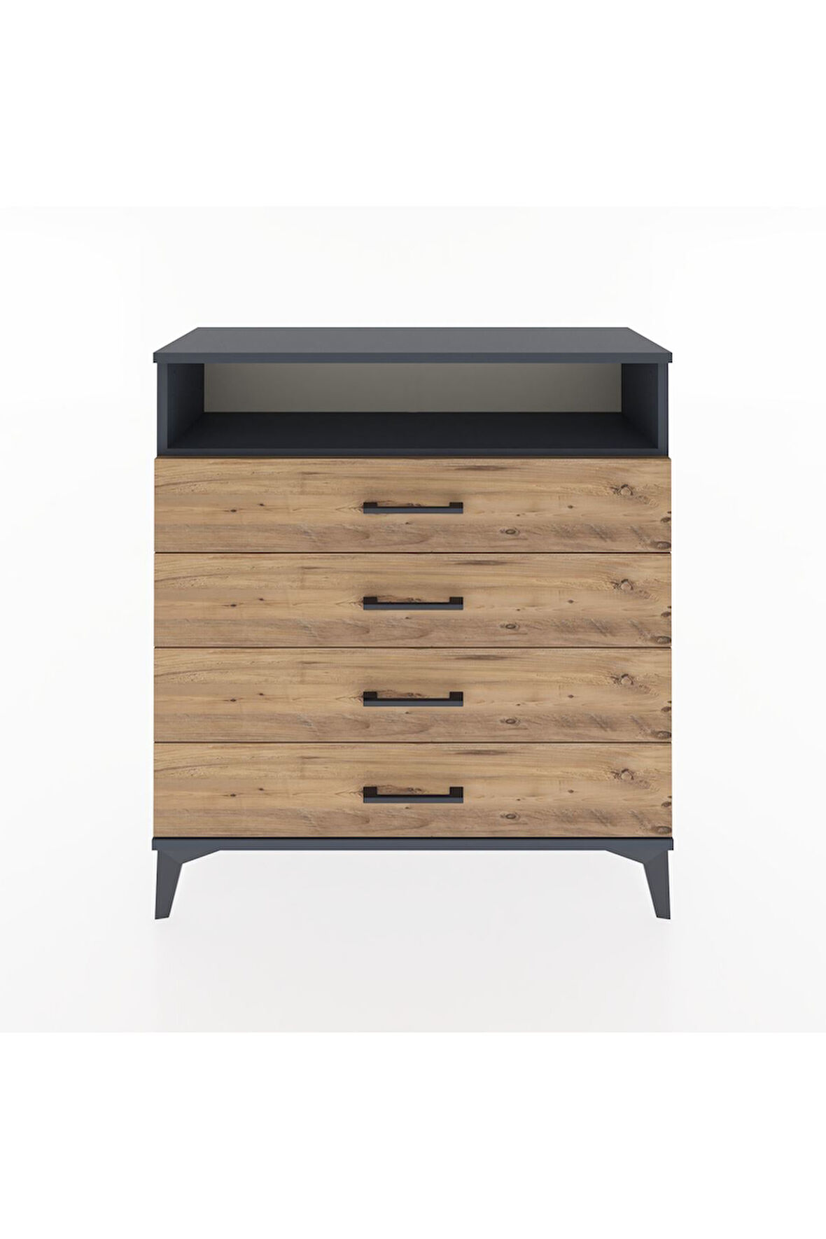 Arges Şifonyer Tek Raflı 4 Çekmeceli 88x30x96 Antrasit-Çam