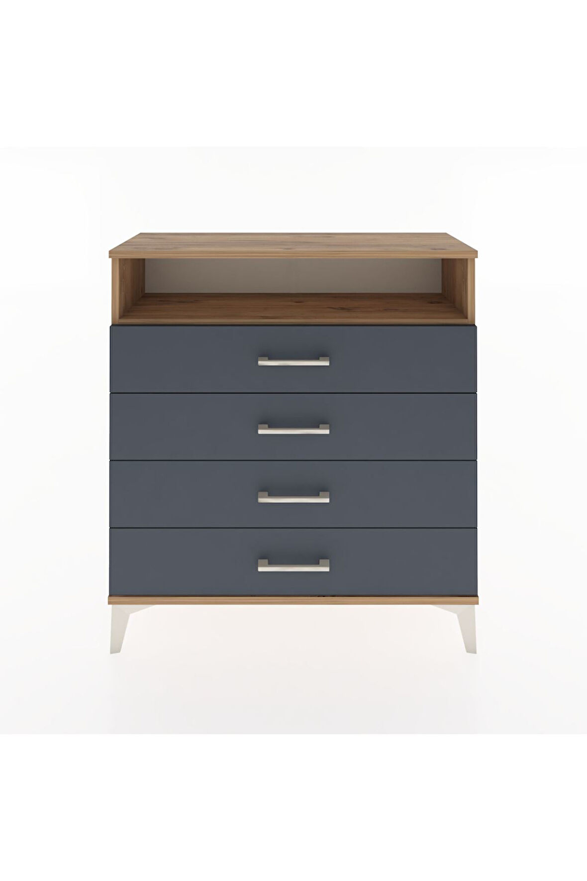 Arges Şifonyer Tek Raflı 4 Çekmeceli 88x30x96 Çam-Antrasit