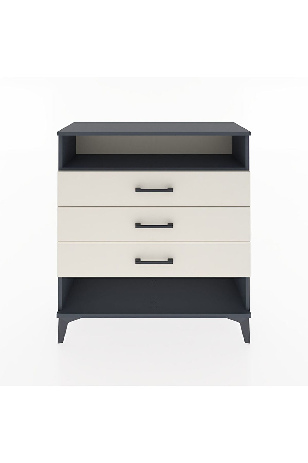 Arges Şifonyer Tek Raflı 3 Çekmeceli 88x30x96 Antrasit-Aytaşı