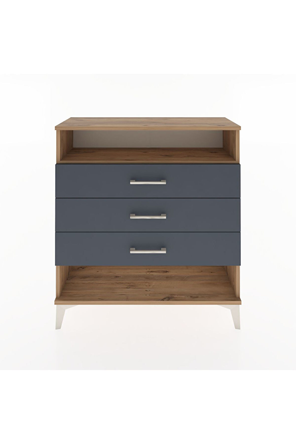 Arges Şifonyer Tek Raflı 3 Çekmeceli 88x30x96 Çam-Antrasit