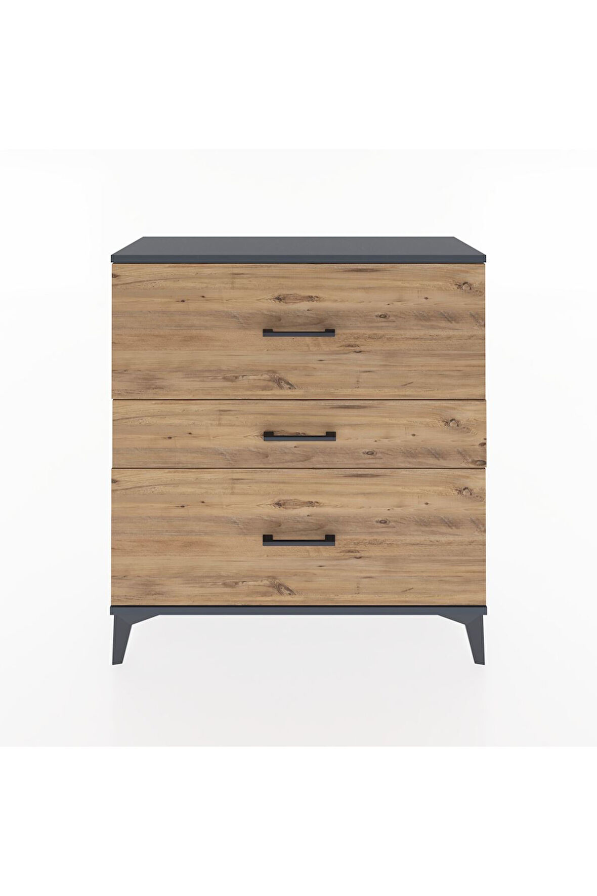 Arges Şifonyer 3 Çekmeceli 88x30x96 Antrasit-Çam