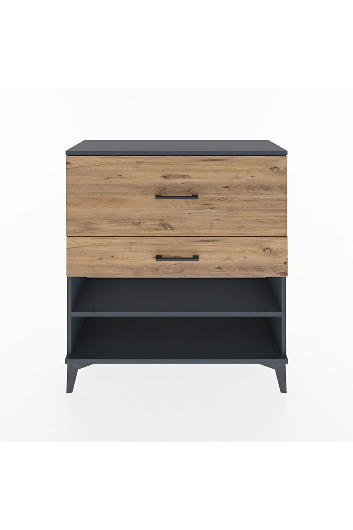 Arges Şifonyer Tek Raflı 2 Çekmeceli 88x30x96 Antrasit-Çam