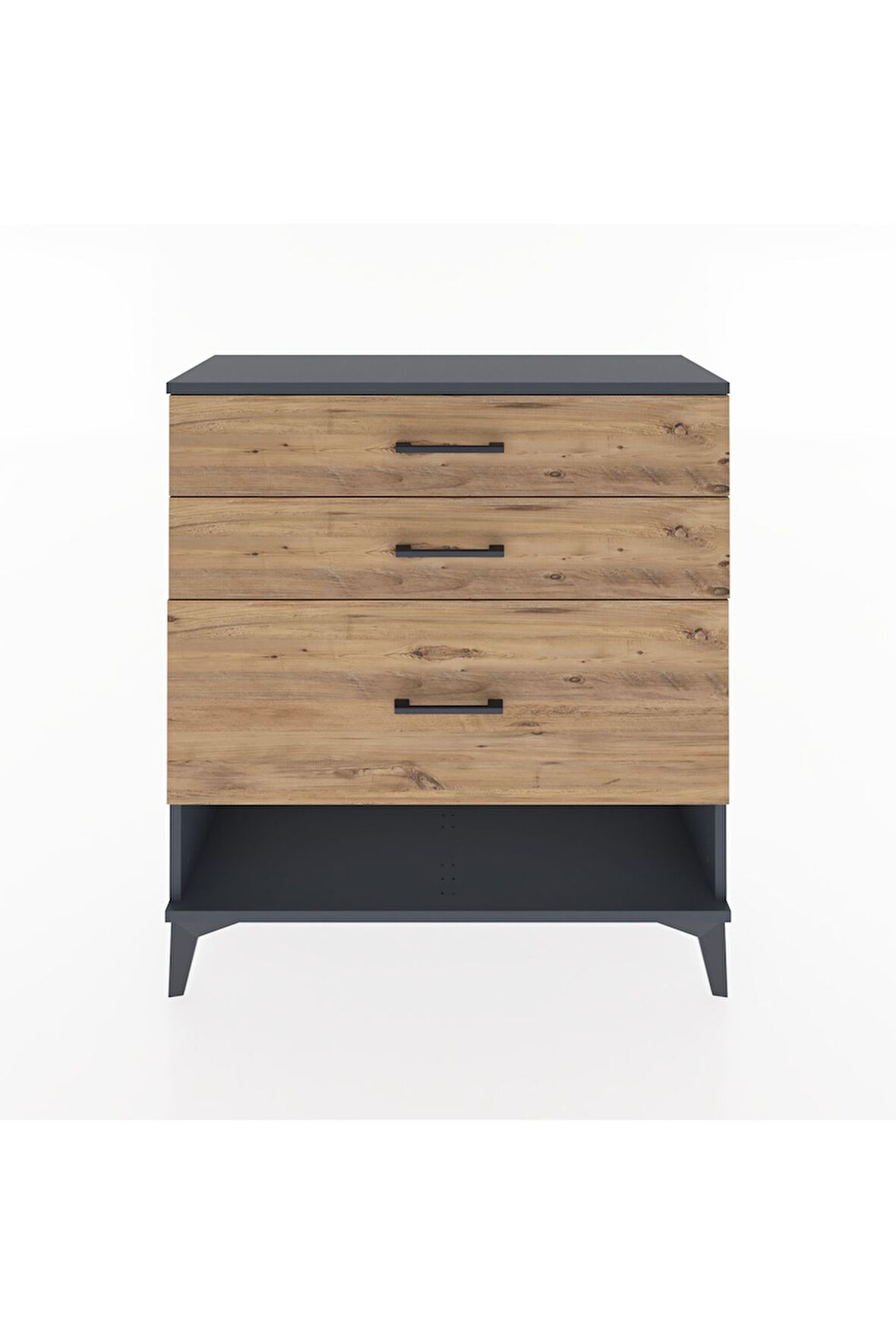 Arges Şifonyer 3 Çekmeceli 88x30x96 Antrasit-Çam