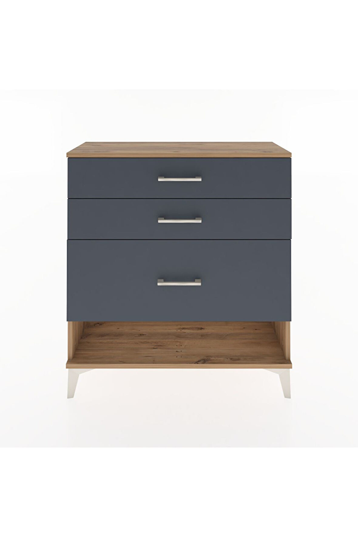 Arges Şifonyer 3 Çekmeceli 88x30x96 Çam-Antrasit